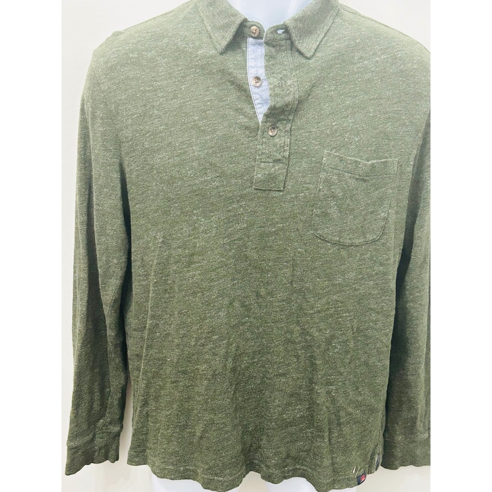 Faherty Green Long Sleeve Polo Shirt
